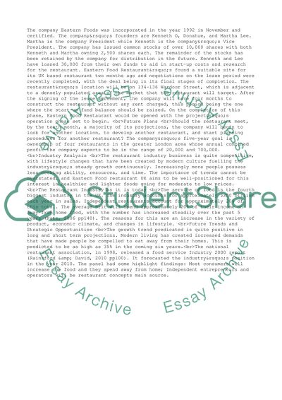 Eastern Food Restaurant Business Issues