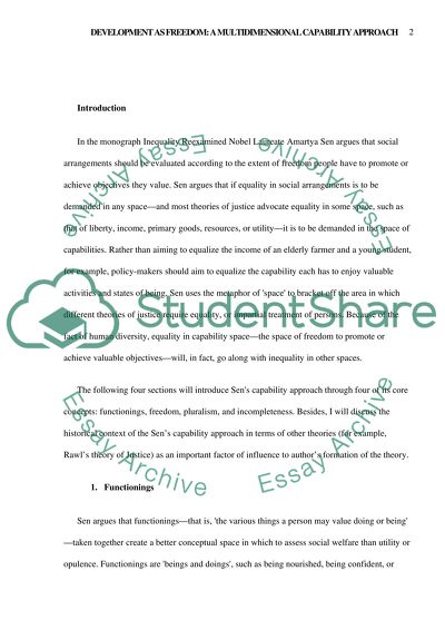 Development s Freedom: Multidimensionl Cpbility pproch