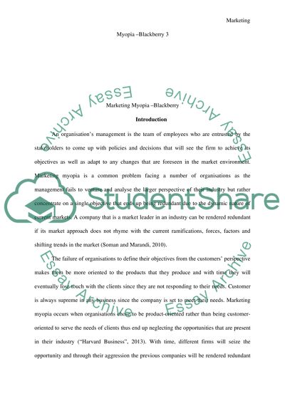 Marketing Myopia Blackberry