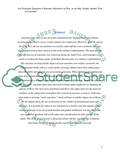 Are Sanctions a Humane Solution to End a War