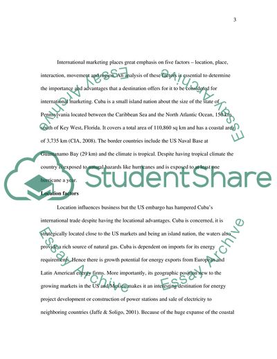 Geographical and Market Aspects of Cuba