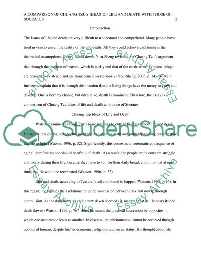 A Comparison of Chuang Tzus Ideas of Life and Death with those of Socrates