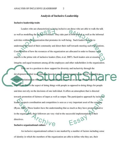 Analysis of Inclusive Leadership