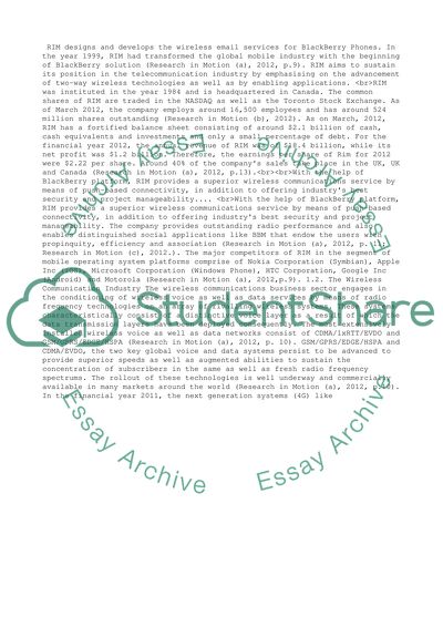 Business Environment And Strategic Management. (RIM)