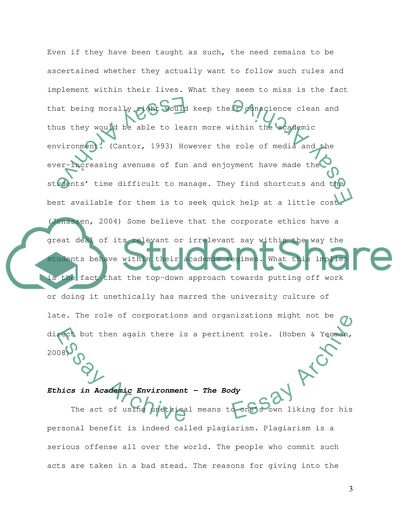 Ethics in an academic environment are necessary to ensure student success