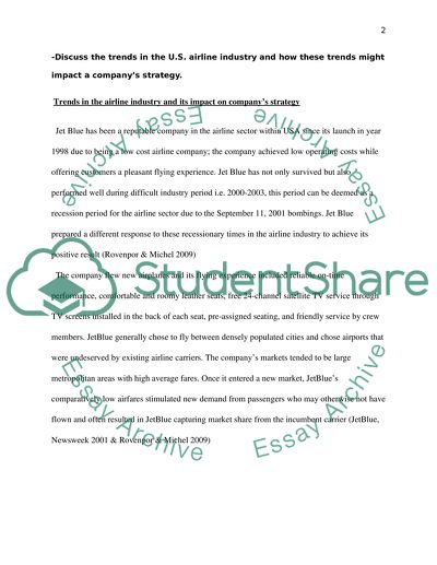 Trends in the Airline Industry and Its Impact on Jet Blue Companys Strategy