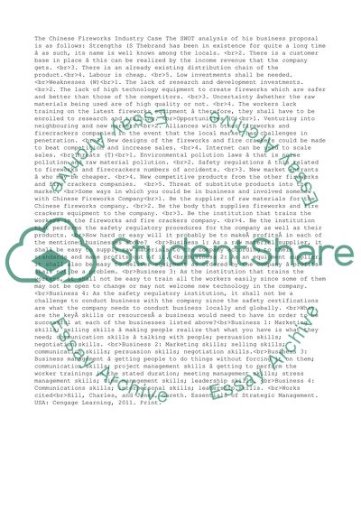 The Chinese Fireworks Industry Case