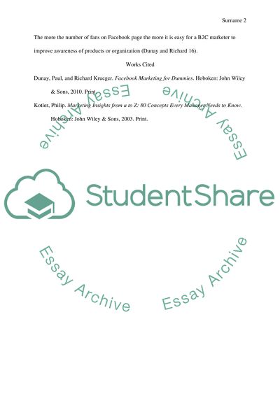 What are some ways in which Facebook can be used by b2c marketers