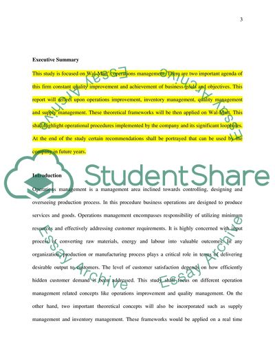 Wal-Marts Operations Management