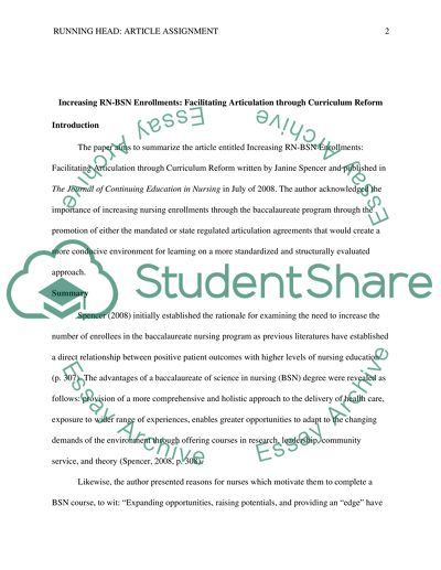 Increasing RN-BSN Enrollments: Facilitating Articulation through Curriculum Reform
