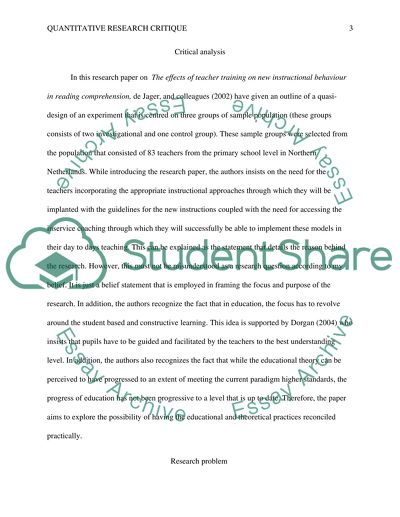 Critique Writing on Quantitative Research