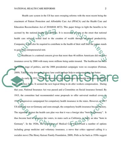 Benefits of National Health Care Reform