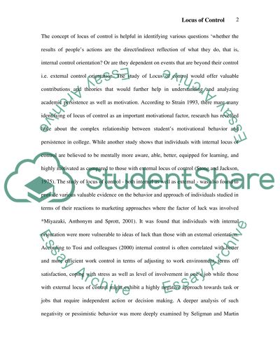 Relationship between Locus of Control and Optimism among Students
