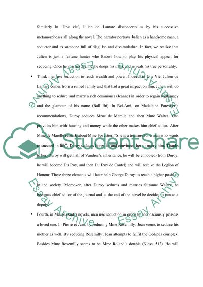 The Function of Seduction in Maupassants novels Bel-Ami, Pierre et Jean and Une vie