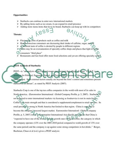 Marketing - SWOT Analysis of Starbucks