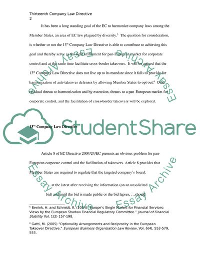 The ECs 13th Company Law Directive