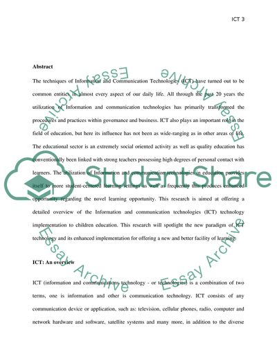 The Role of Information and Communication Technologies in Children Education
