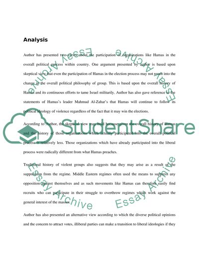 Article review of Can Hamas Be Tamed