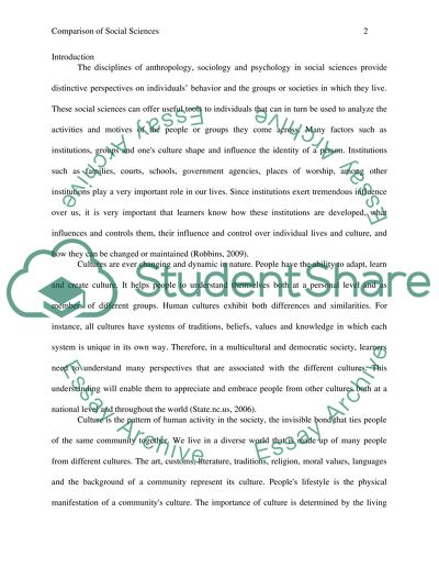Comparison of the Social Sciences