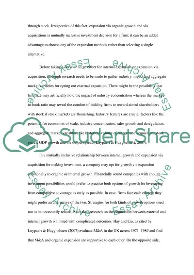 Tesco - Benefits and Disadvantages of Expansion via Organic Growth vs Acquisition
