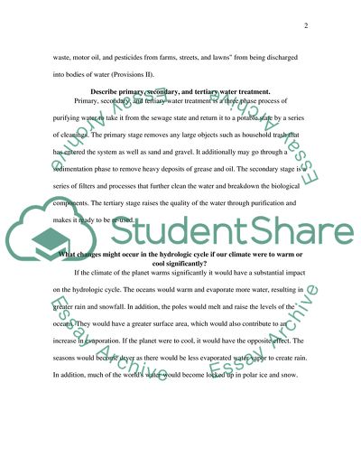 Primary, Secondary, and Tertiary Water Treatment