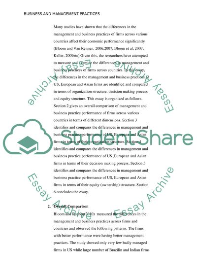 Identify and compare different business and management practices between US, European and Asian firms