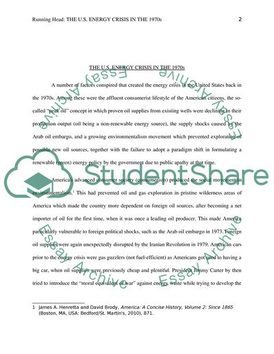 The U.S. energy crisis in the 1970s