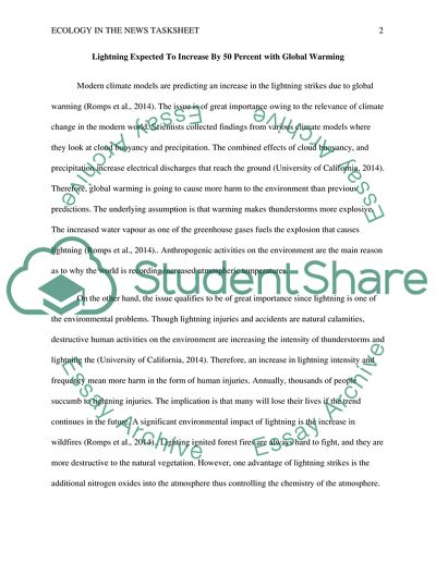 Ecology in the news tasksheet