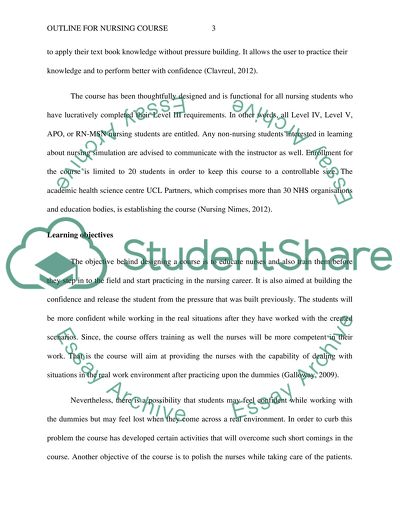 Out Line for Nursing Course