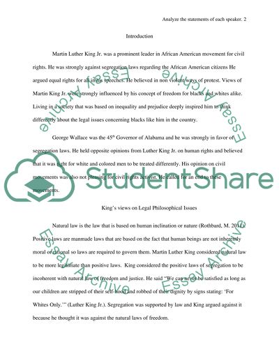 Analyze the Statements of Each Speaker