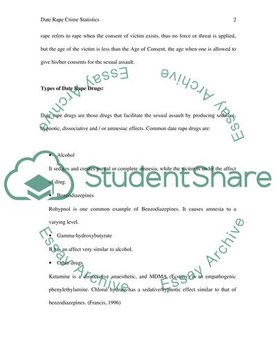 Date Rape Crime Statistics