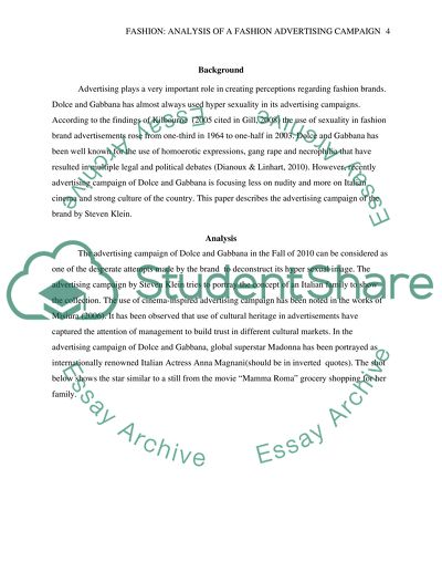 Analysis of a Fashion Advertising Campaign