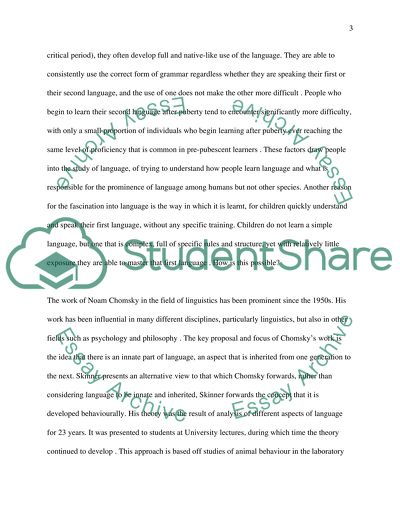 Review and Analysis of the Theory of Language Learning