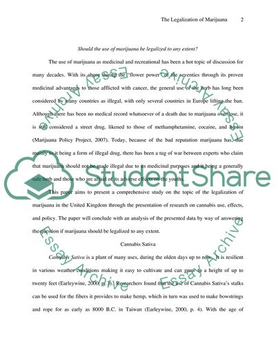 The Legalization of Marijuana