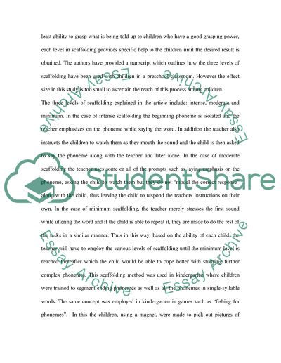 Using Scaffolding to Teach Phonemic Awareness in Preschool and Kindergarten