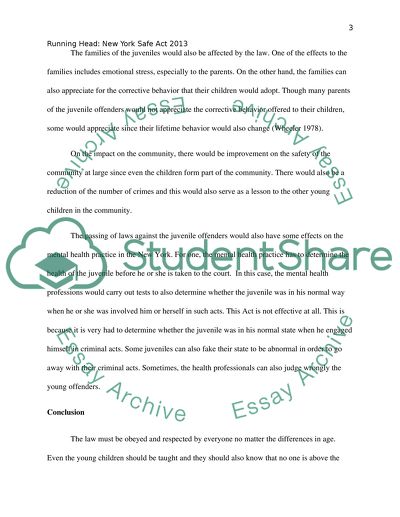 NY Safe Act Potential Impacts on Juvenile Offenders and Community