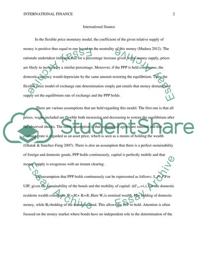 International Finance: the Flexible Price Model of Exchange Rate
