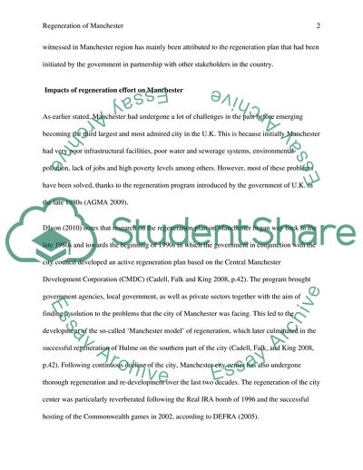 Impacts of Regeneration Effort and Future Challenges and Prospect in Manchester UK