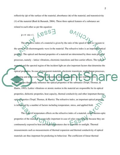 Investigation and previous work on optical and thermal measurements in transparent materials