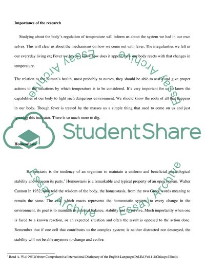 Bodys Regulation of Temperature