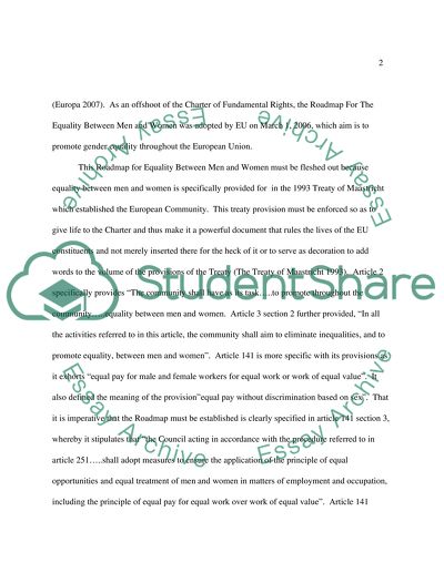 The Roadmap Progresses the EU Gender Equality Agenda