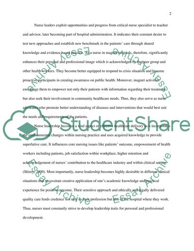 Leadership of Nursing