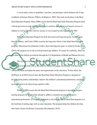 Head Start Early Education Program