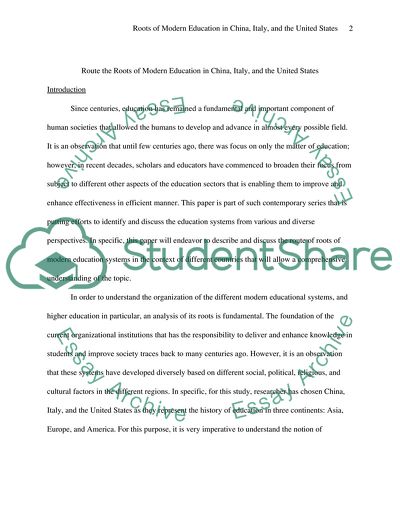 Roots of Modern Education in China Italy and the United States