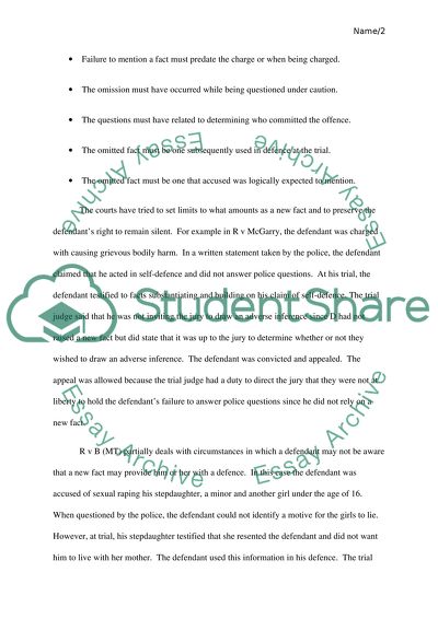 Law of Evidence: The Right to Silence