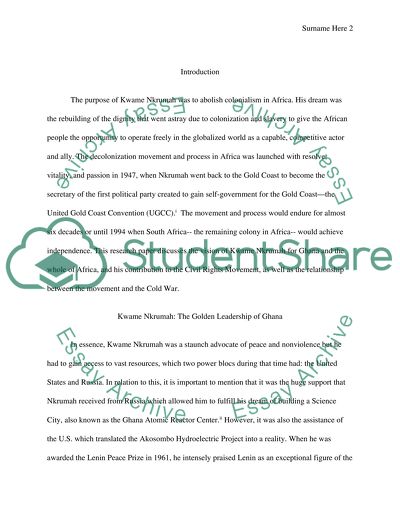 Kwame Nkrumah and the Relationship between the Civil Rights Movement and the Cold War 1950s-1960s