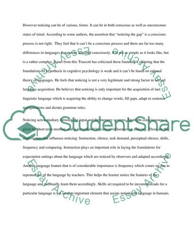 The Importance of Noticing in Second Language Acquisition