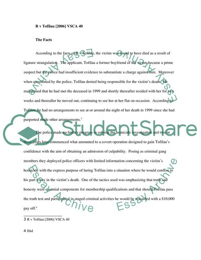 Evidence Law - Victoria (Australia) Legal Case Commentary