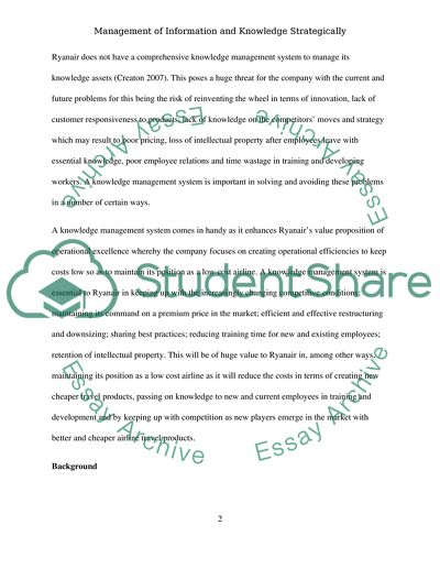 Management of Information & Knowledge Strategically