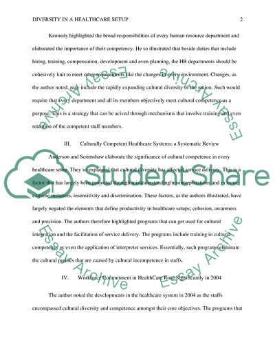 Diversity Issues in a Healthcare Setup